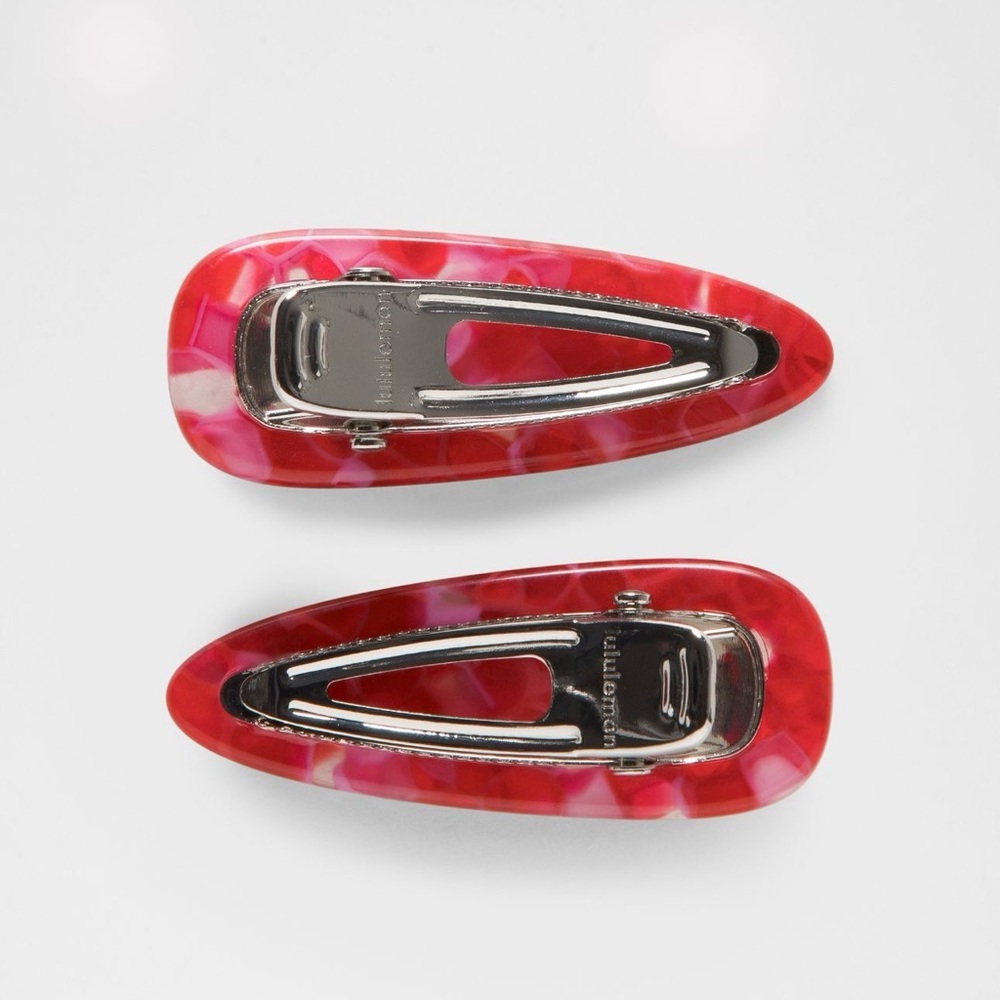 Lululemon Jewelled Alligator Clips 2 Pack (Oxford Red/Candy Cloud/Silver) - Picture 2 of 2
